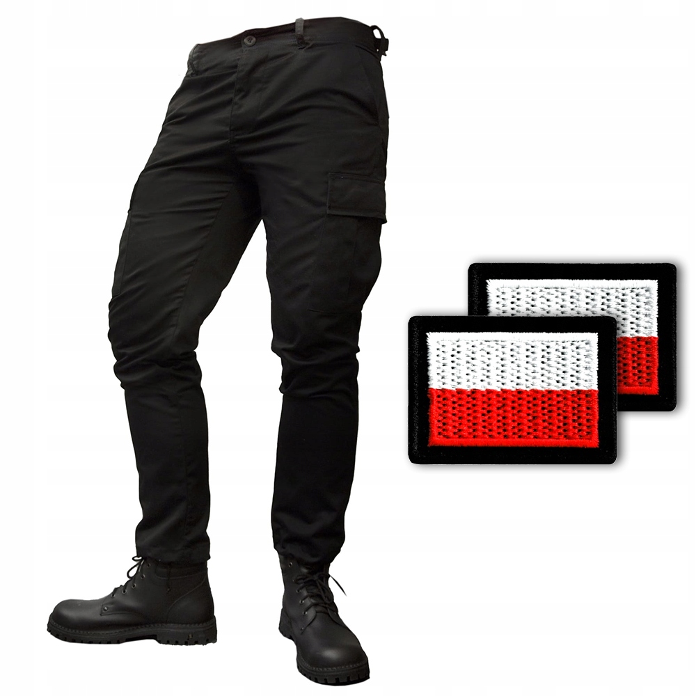 Spodnie Bojówki Taktyczne Wojskowe Bdu Specforce Czarne M Flagi Polski