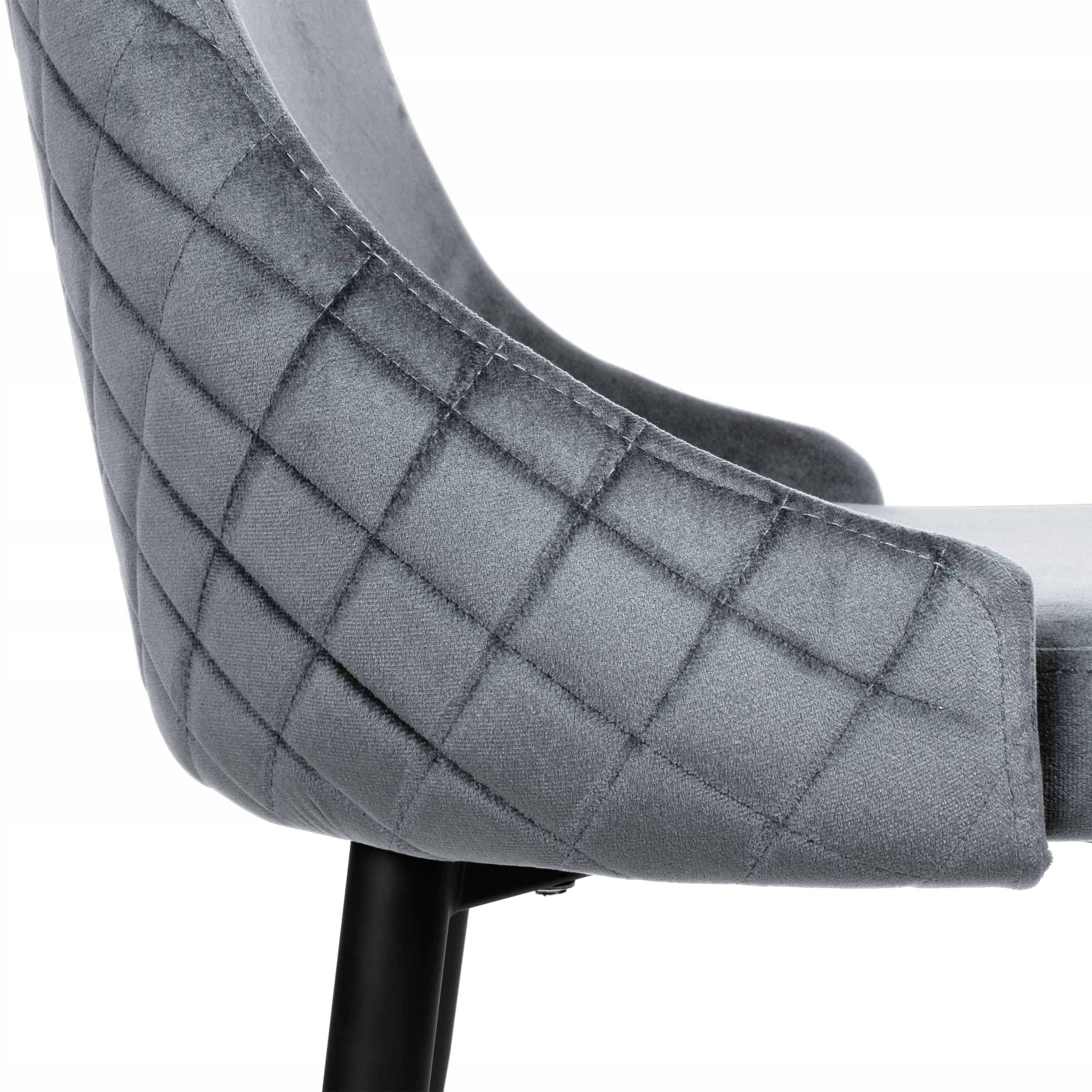 KRZESŁO WELUROWE TAPICEROWANE AKSAMITNE LOFTOWE WYSOKIE OPARCIE GRAFITOWE Szerokość siedziska 44 cm