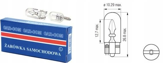 

Żarówka Samochodowa 12V 5W Całoszklana T10 10 szt.
