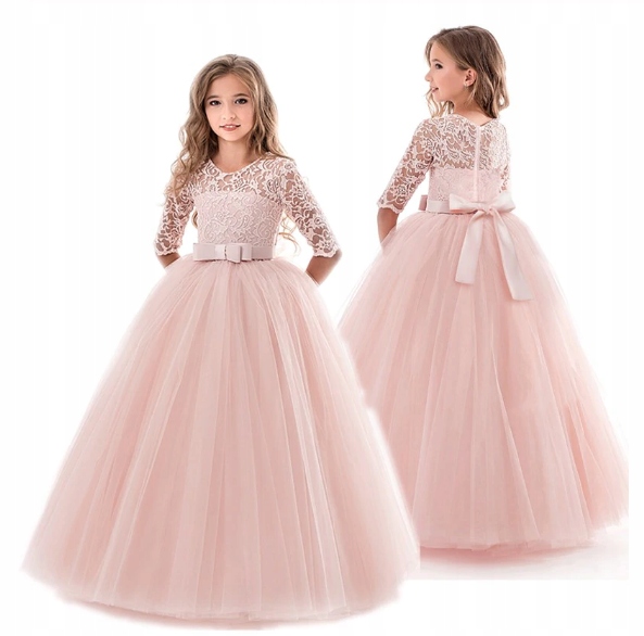 sukienka WIZYTOWA NA WESELE KOMUNIA KORONKA ELEGANCKA 122-128 Marka Bergens