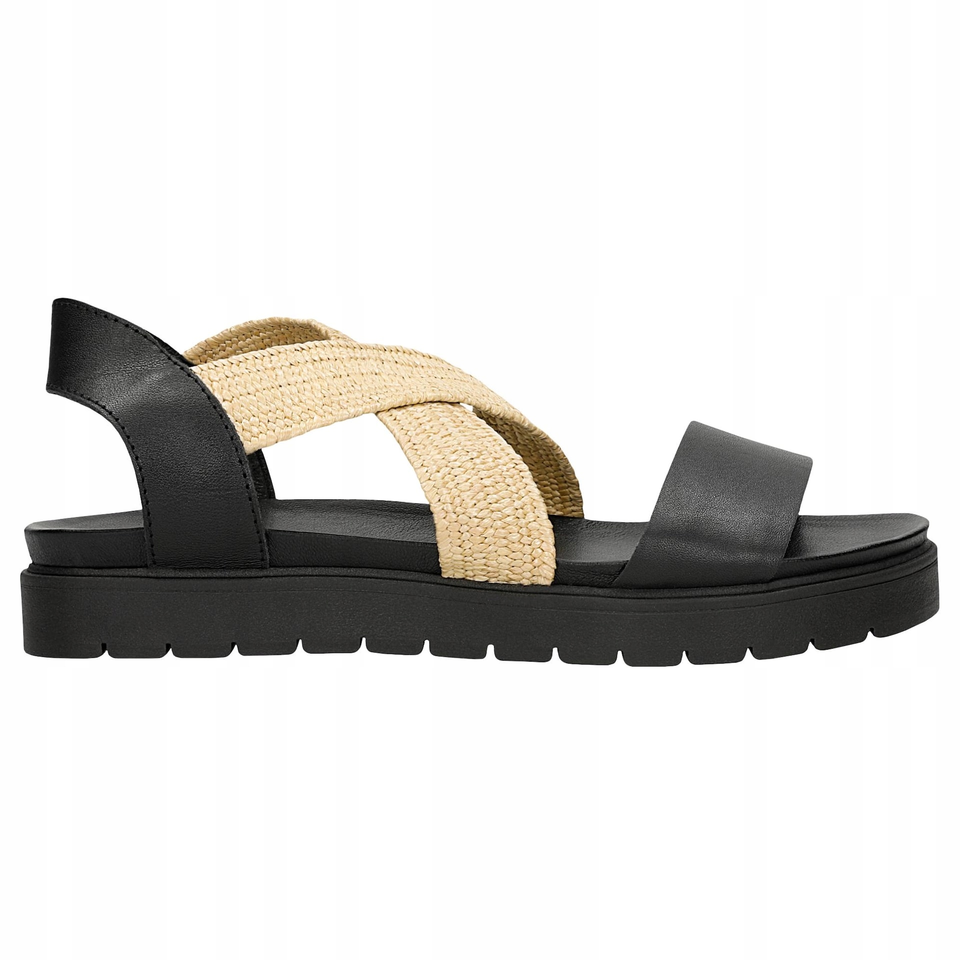 Černé masivní sandály s elastickým látkovým páskem vel.