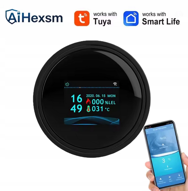 Detektor plynu Detektor Usb Wi-Fi Tuya LCD Teplota Alarm