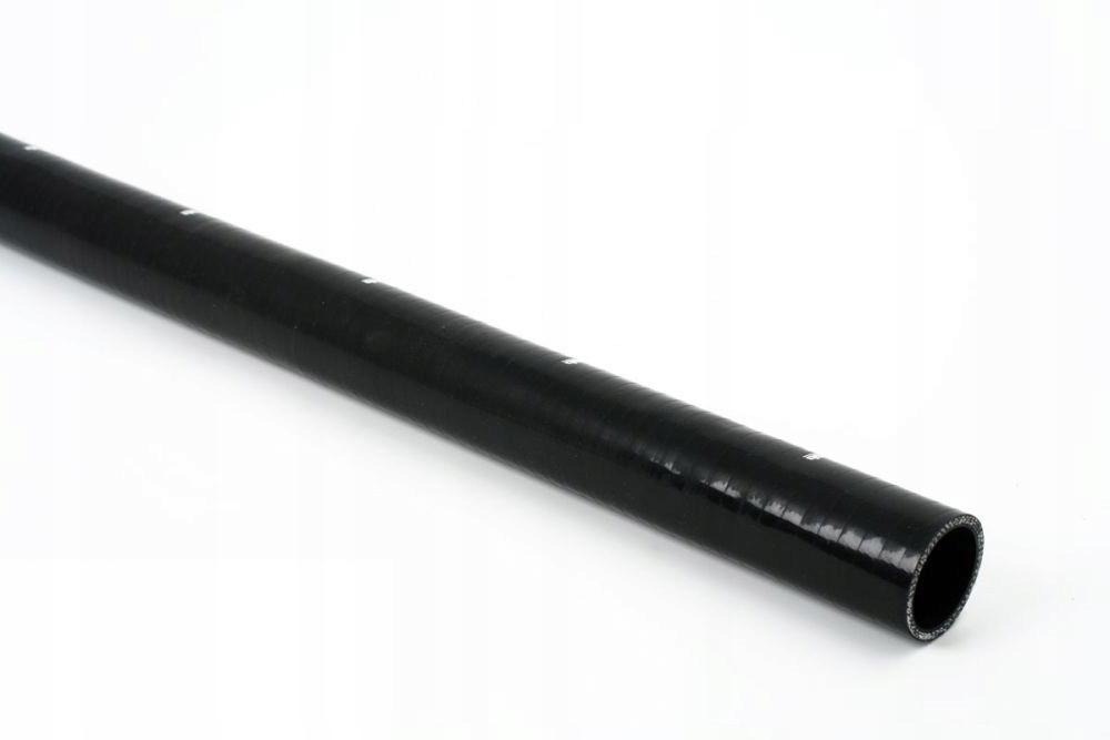 RURA SILIKONOWA PROSTA ZBROJONA CZARNA 76mm 1m