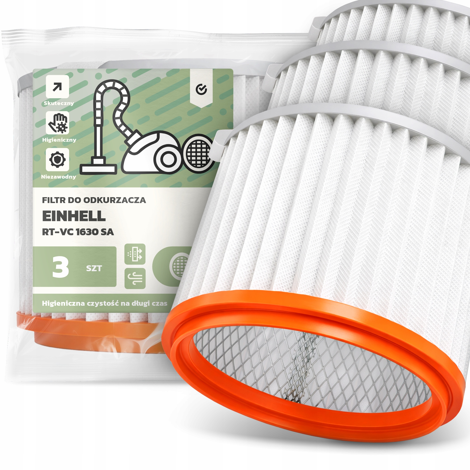 3x Vzduchový Filtr pro vysavač Einhell Rt-vc 1630 Sa Omyvatelný Filtr Em-w
