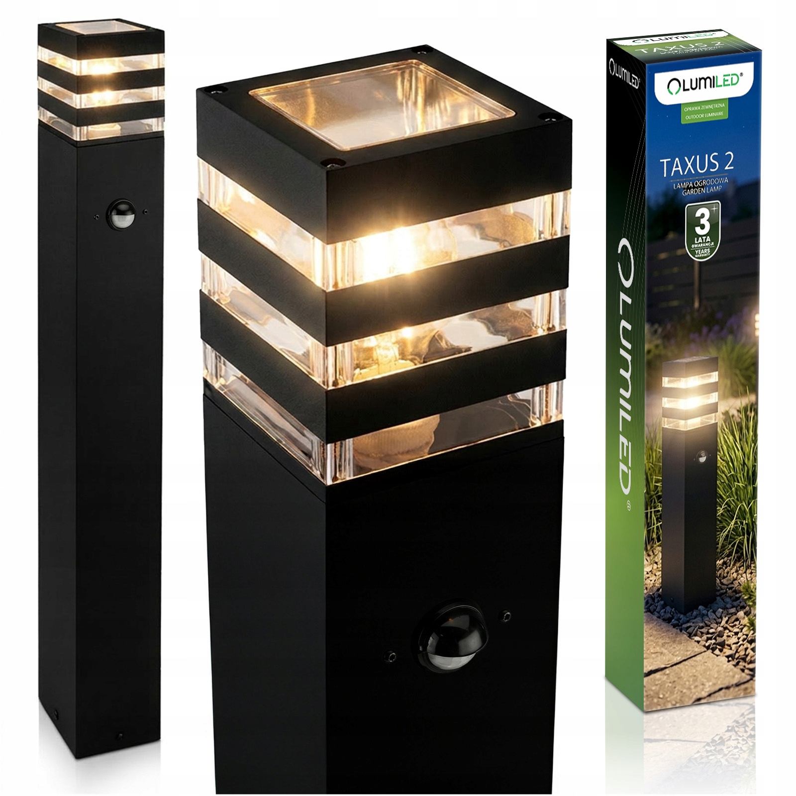 Lampa Ogrodowa Słupek 80cm Zewnętrzny Stojący Żarówka E27 Led Czujnik Ruch