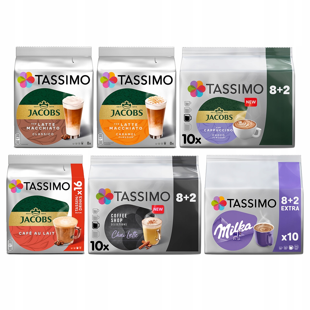 Kapsułki Tassimo mix kaw białych latte Chai 5+1 opakowanie Gratis!