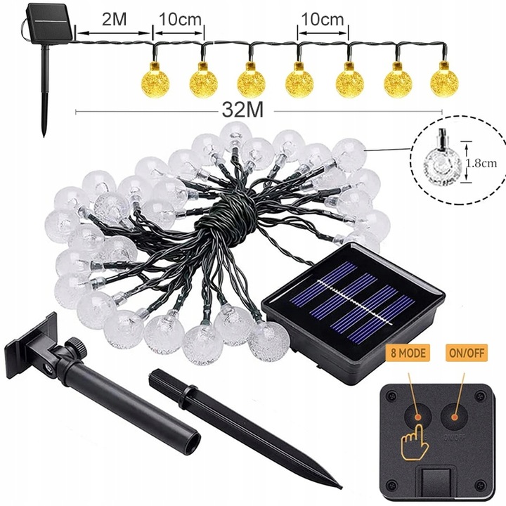 32M GIRLANDA SOLARNA OGRODOWA 300 LED LAMPKI SOLARNE CIEPŁA ŻARÓWKI BALKON Kod producenta HQG26012A212