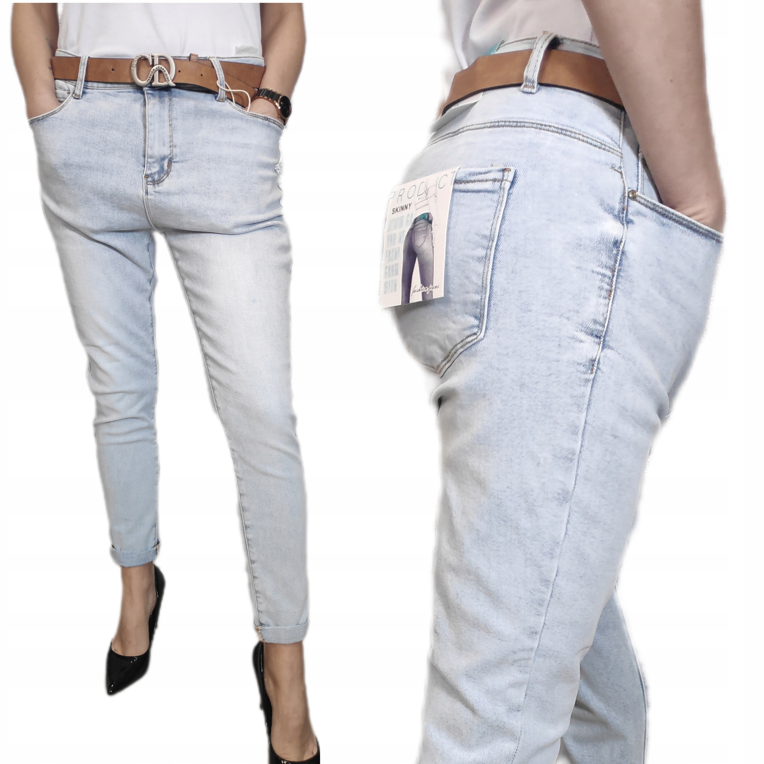 Dámské Kalhoty Džíny Světlé Úzké Nohavice Džínové 31