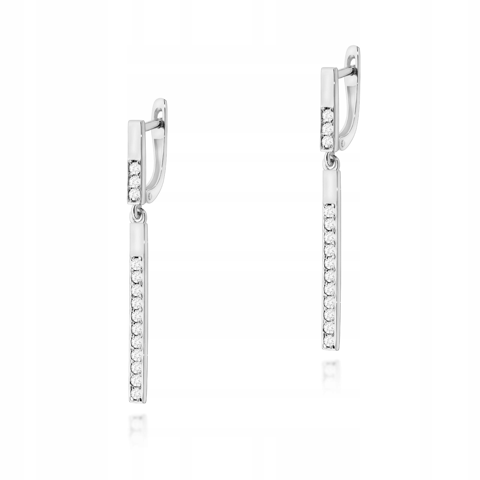 Zlaté Náušnice 585 s diamanty, bílé zlato, ideální jako dárek pro ni 14k