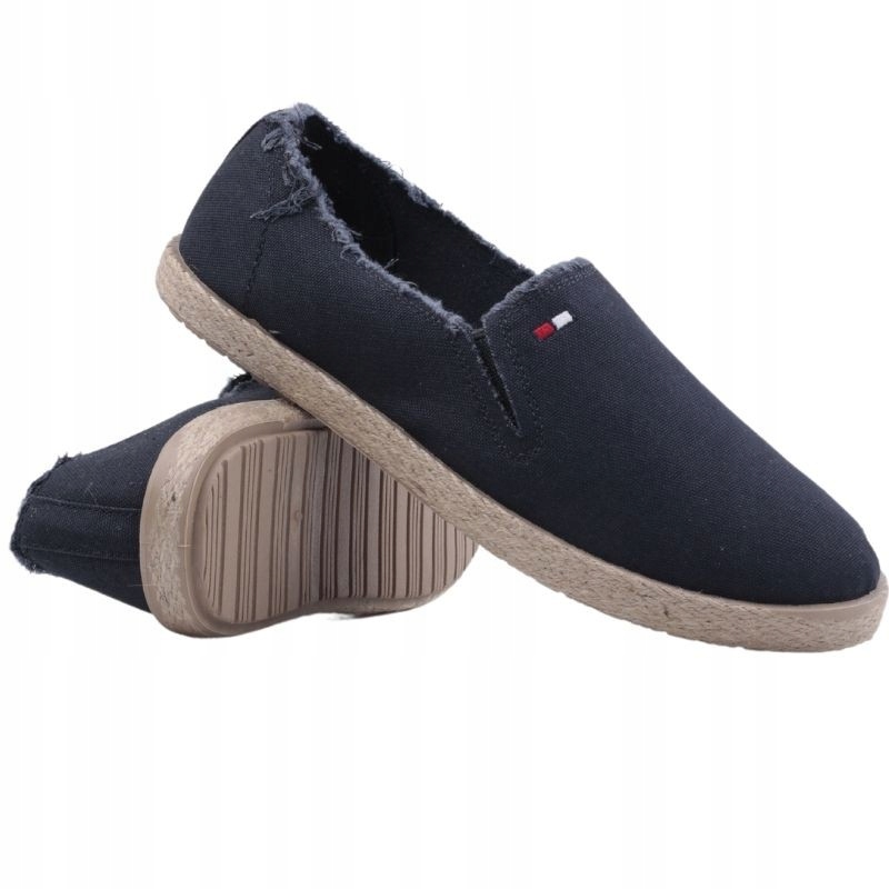 GRANATOWE ESPARDYLE MĘSKIE WSUWANE TRAMPKI PŁASKIE TENISÓWKI WKŁ. EKOSKÓRA Oryginalne opakowanie producenta pudełko