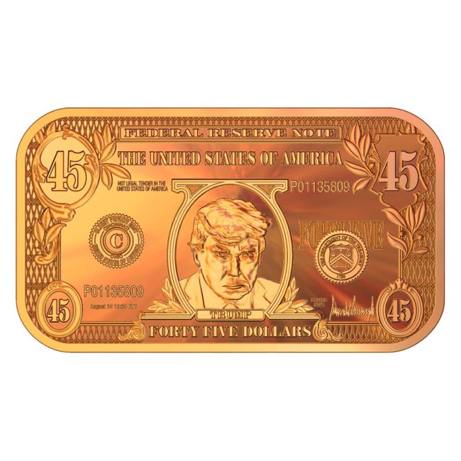 Sztabka 1 oz AVDP miedzi Trump 45 Banknote próba 999