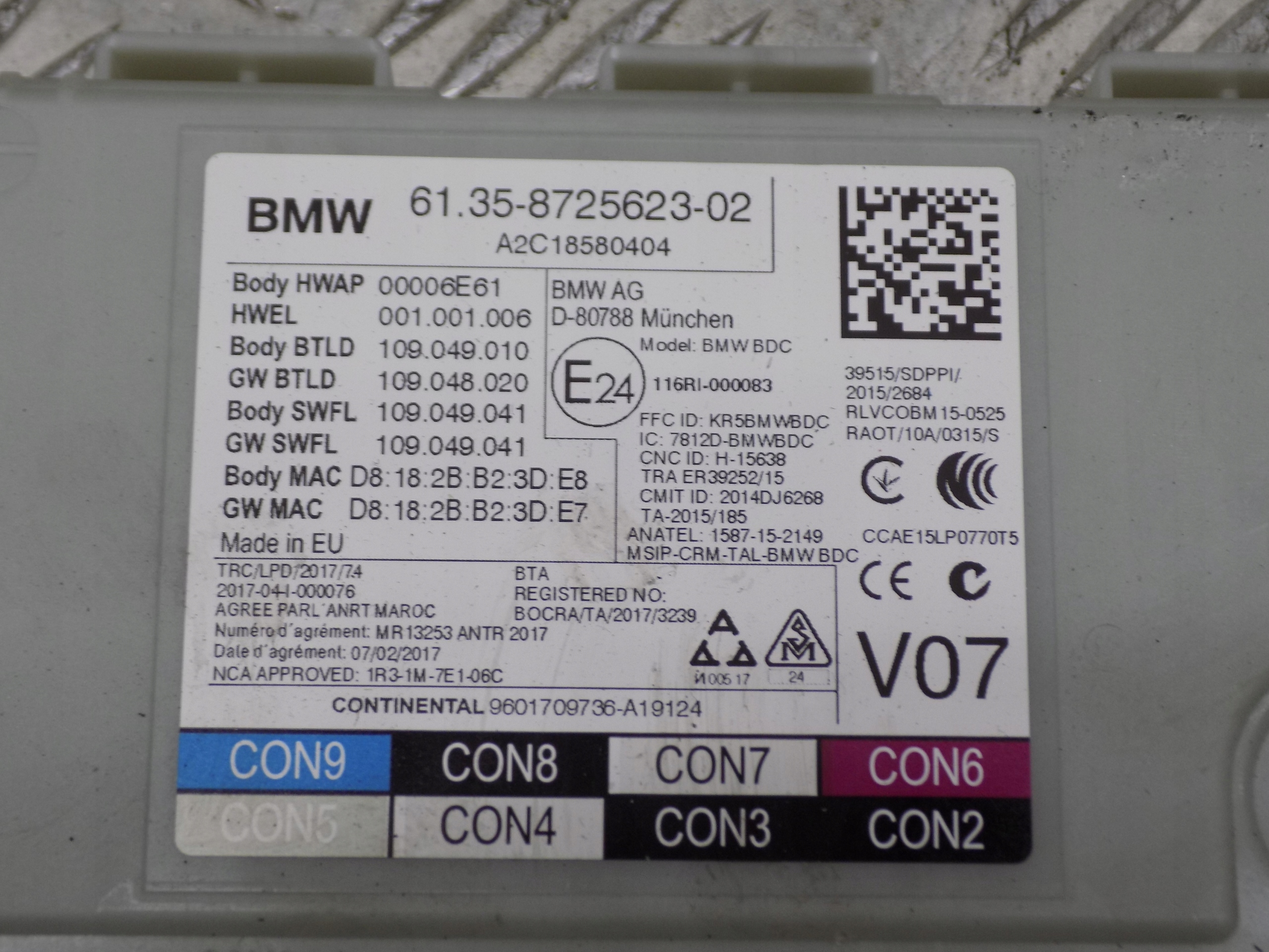 BMW X3 G01 module control unit FEM BDC 8725623
