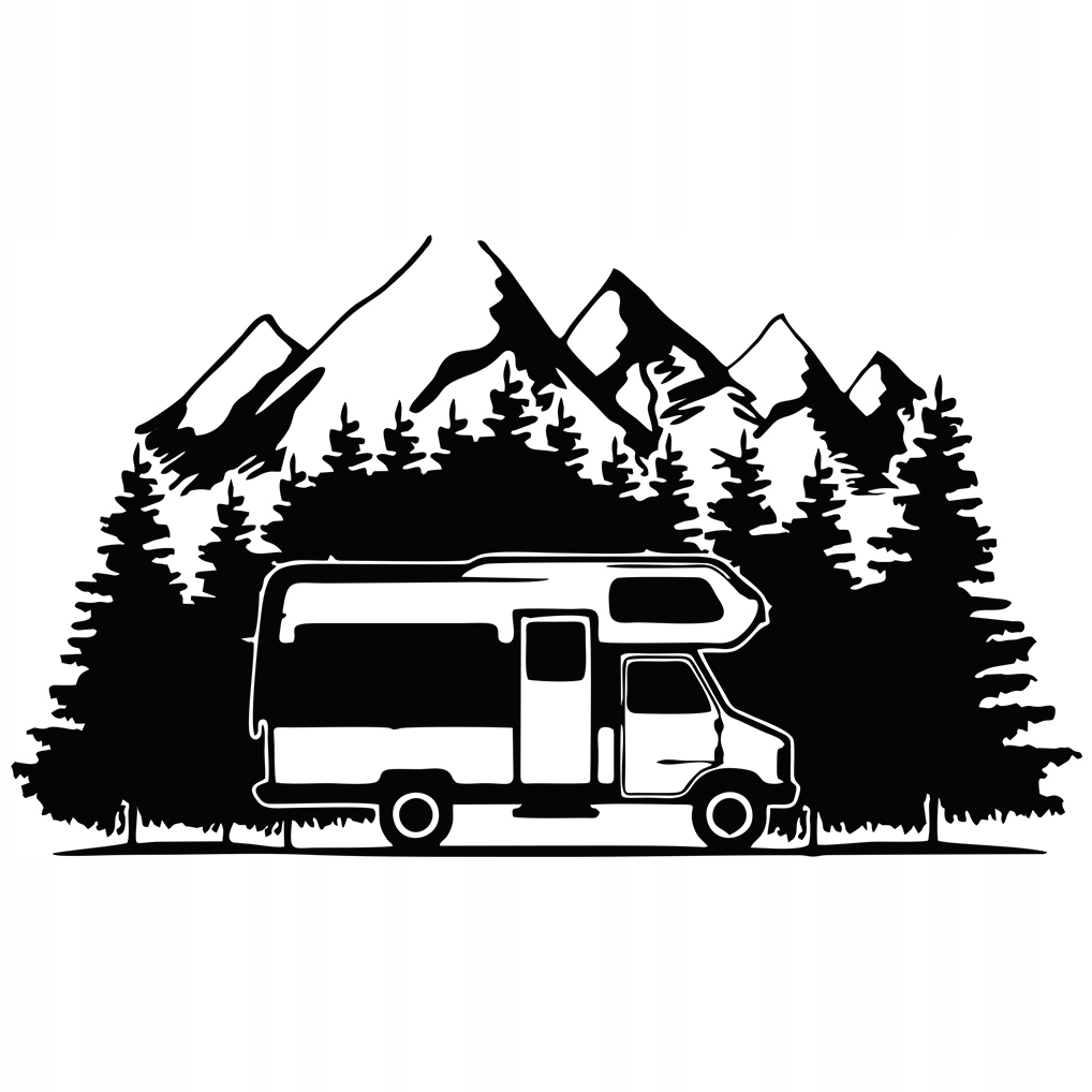 

Naklejka na samochód Kamper Camping Góry Las 9x15