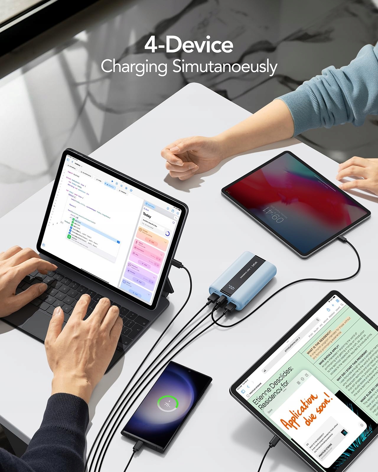 VRURC Powerbank 20000mAh USB C Szybkie Ładowanie 4 Wyjścia 3 Wejścia — miniatura 5