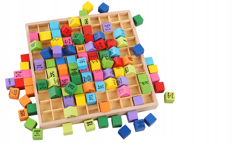 TABLICZKA MNOŻENIA nauka drewniana tablica klocki Głębokość produktu 2 cm