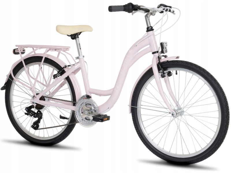 Rower młodzieżowy Romet Panda 1 F 24 cale dla dziewczynki Wrzosowo-biały