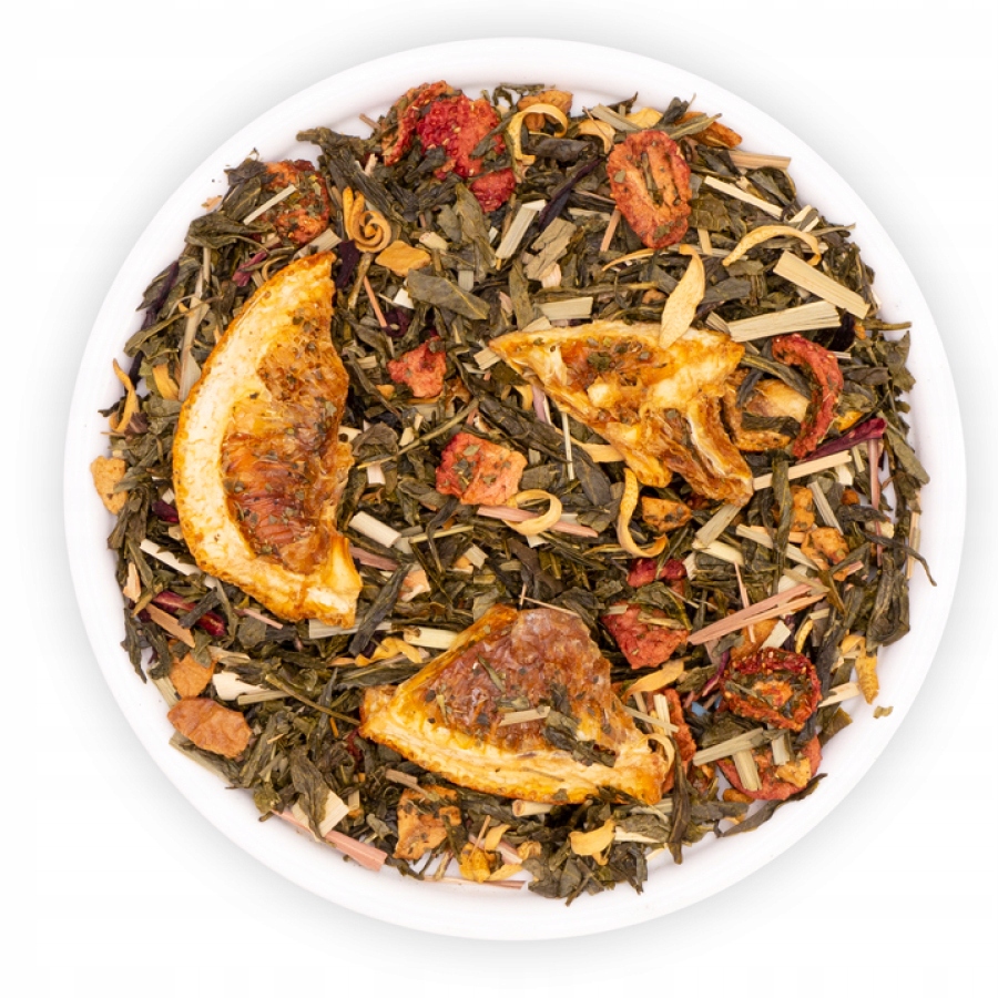 Čaj Zelený Listový Sencha Jahoda Pomeranč Gruo Teaverso 1000 G