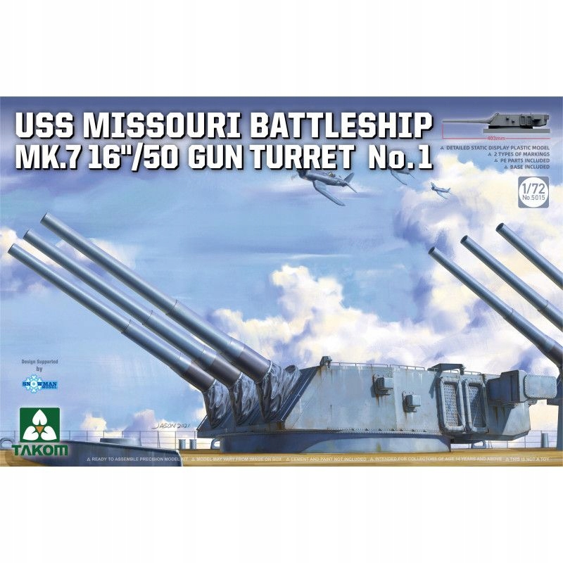 Bitevní loď Uss Missouri Mk.7 16/50 Gun Turret No. 1 1:72 Takom 5015