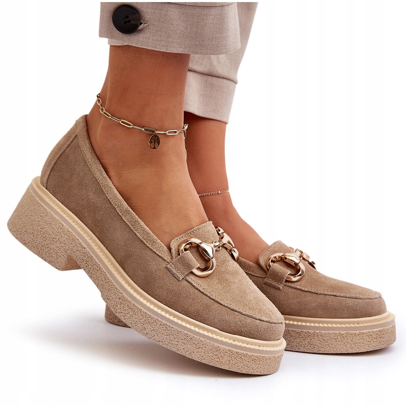 Zazoo 3429 Dámské Semišové Mokasíny S Ozdobou, Béžové 41