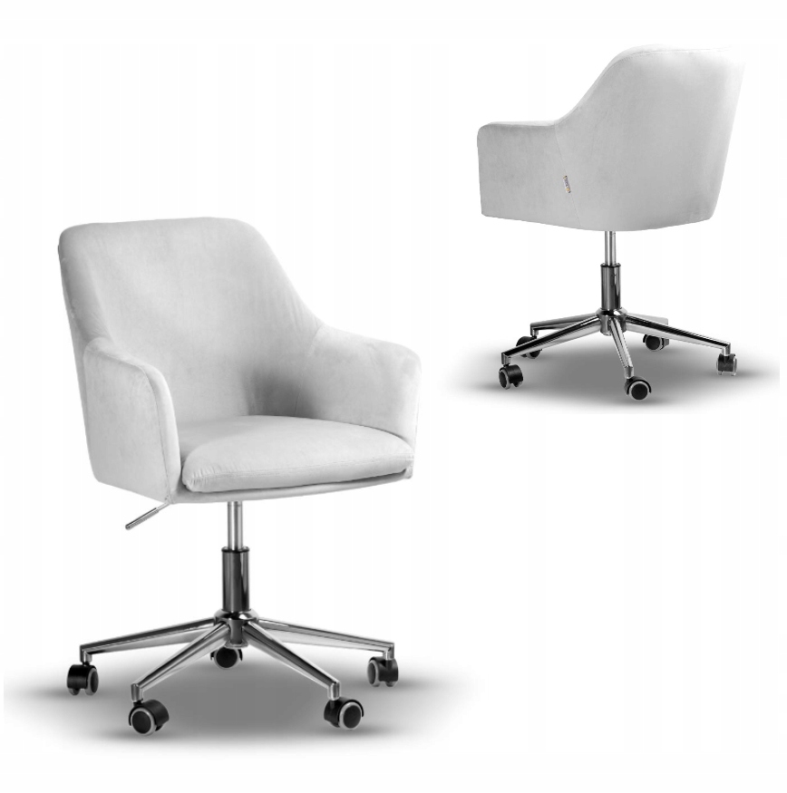 

Stylowy Welurowy Fotel Obrotowy Emma jasny szary