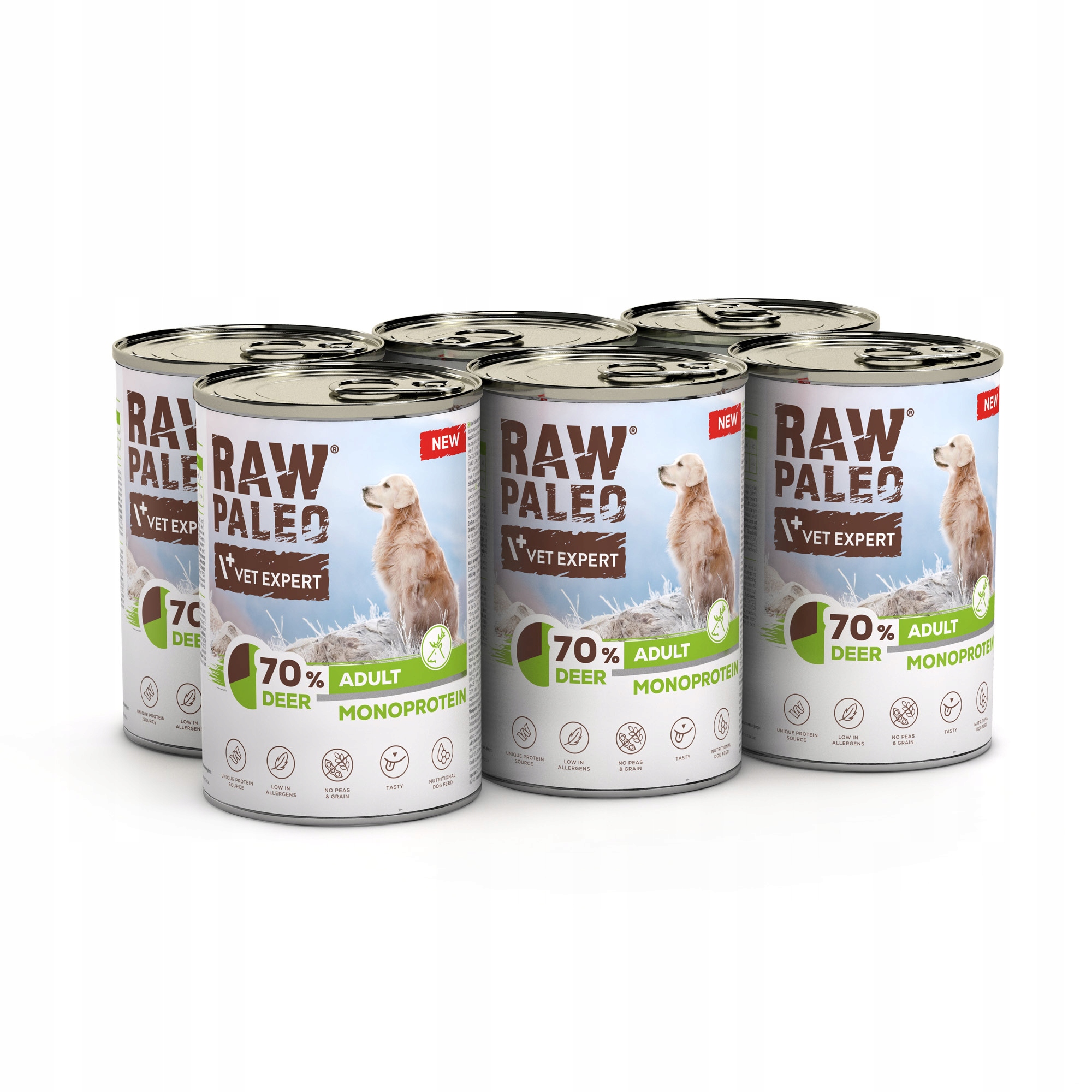 Mokra karma dla psa Monoproteinowa Jeleń Raw Paleo Adult Dog Deer 6x400g