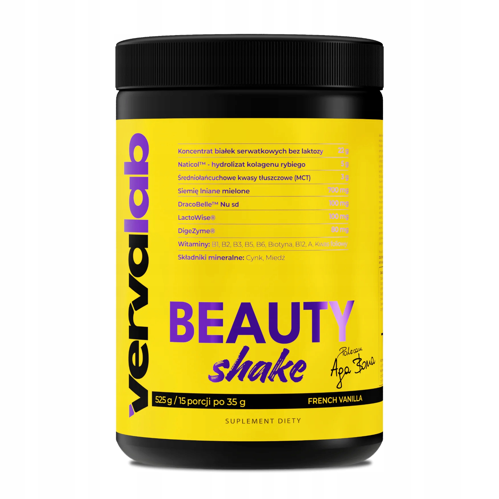 VervaLab Beauty Shake 525 g French Vanilla Kolagen Mct Enzymy Probiotik