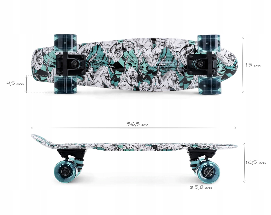 MOVINO deskorolka typu fiszka koła LED ABEC9 100kg Model Kameleon