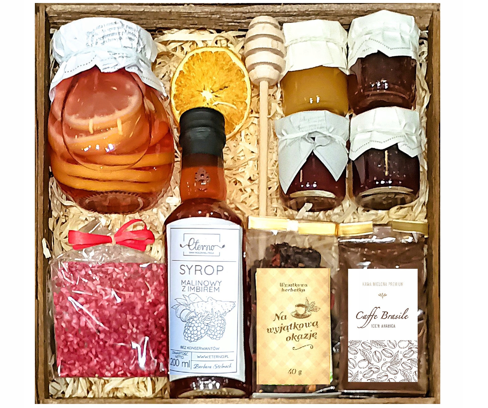 Levně Dárkový Koš Box Dárek Upoinek Med Čaj Malina