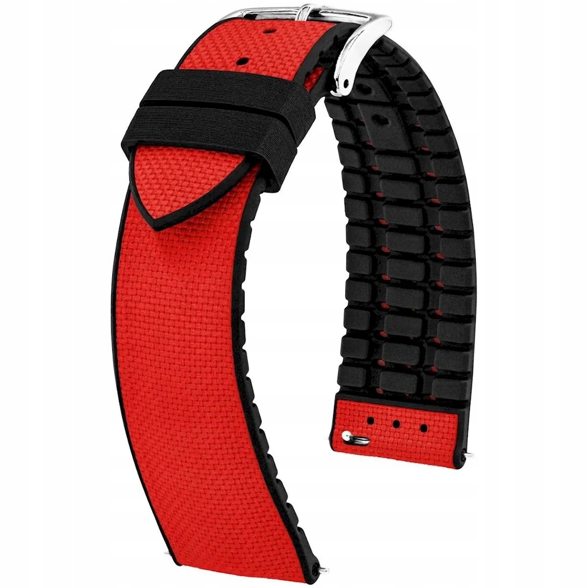 Červeno-černý řemínek na hodinky 20 mm Hirsch Arne 0925090020-2-20 (L)