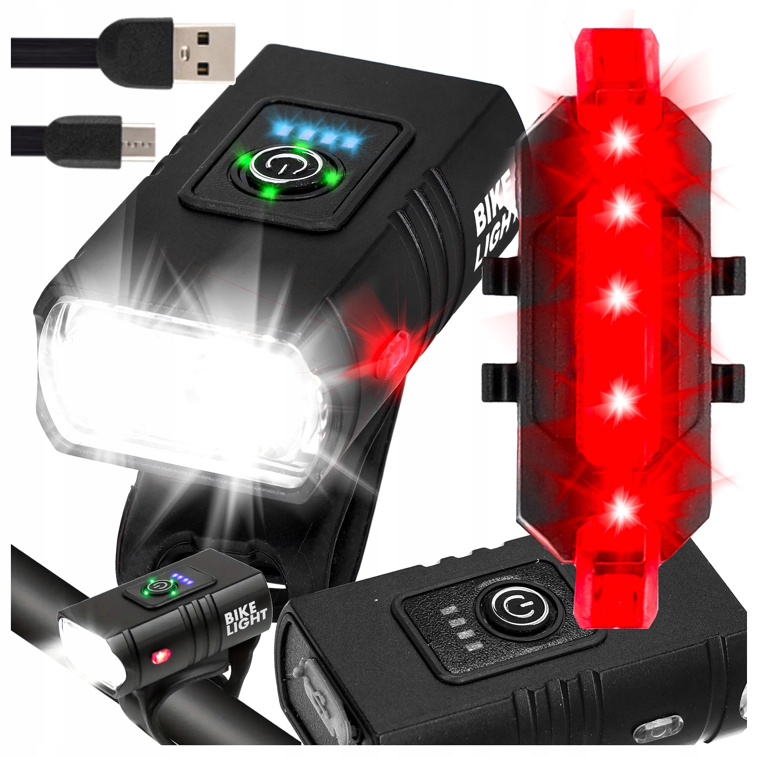Lampka Rowerowa uchwyt Led przednia tylna zestaw lampek rowerowych Usb