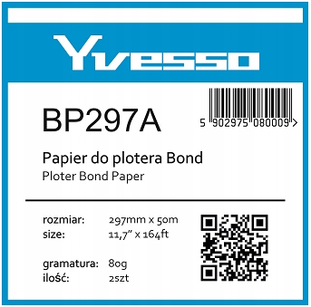 Papier do plotera Yvesso Bond 297x50 80g