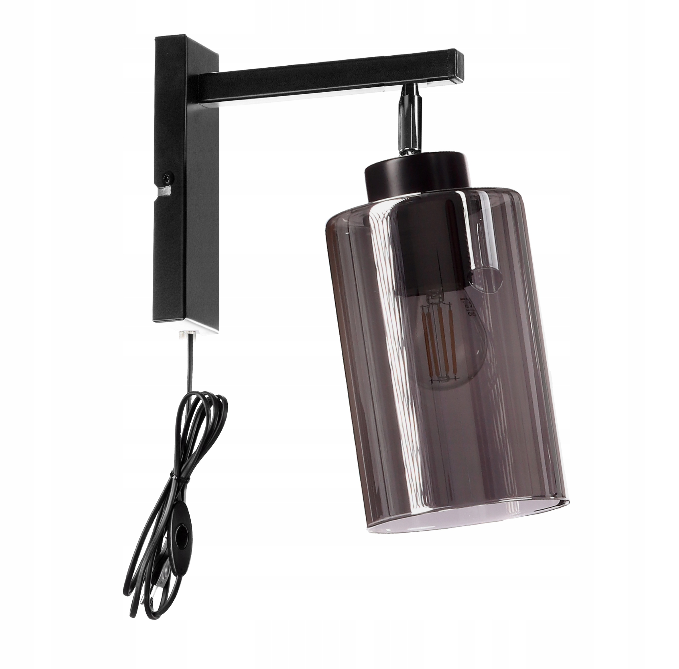 Kinkiet Ścienny Regulowany Szklany Z Wtyczką Do Kontaktu Led E27