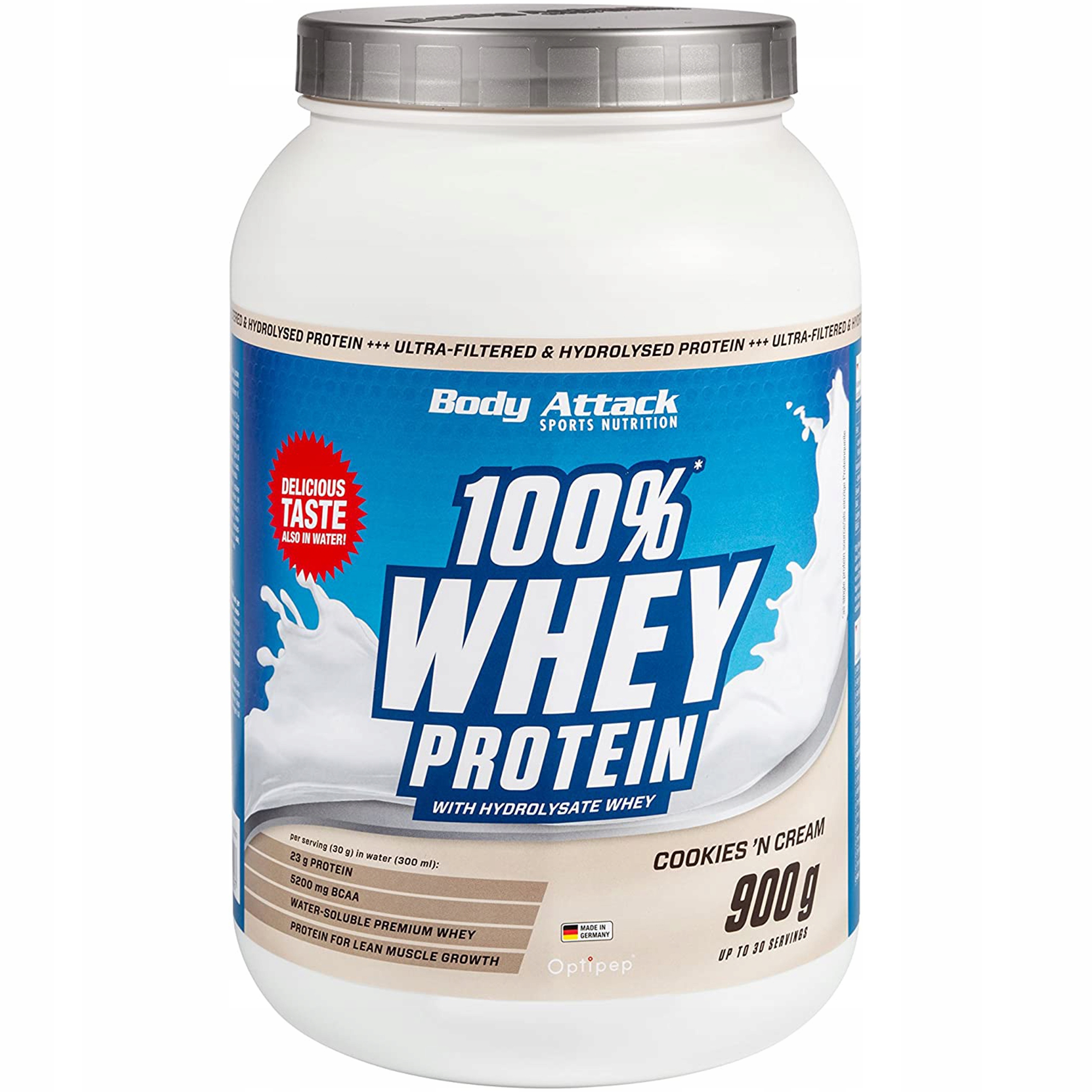 Protein Body Attack 100% Whey Protein 900 g Wpc Cookies Cream 30 porcí