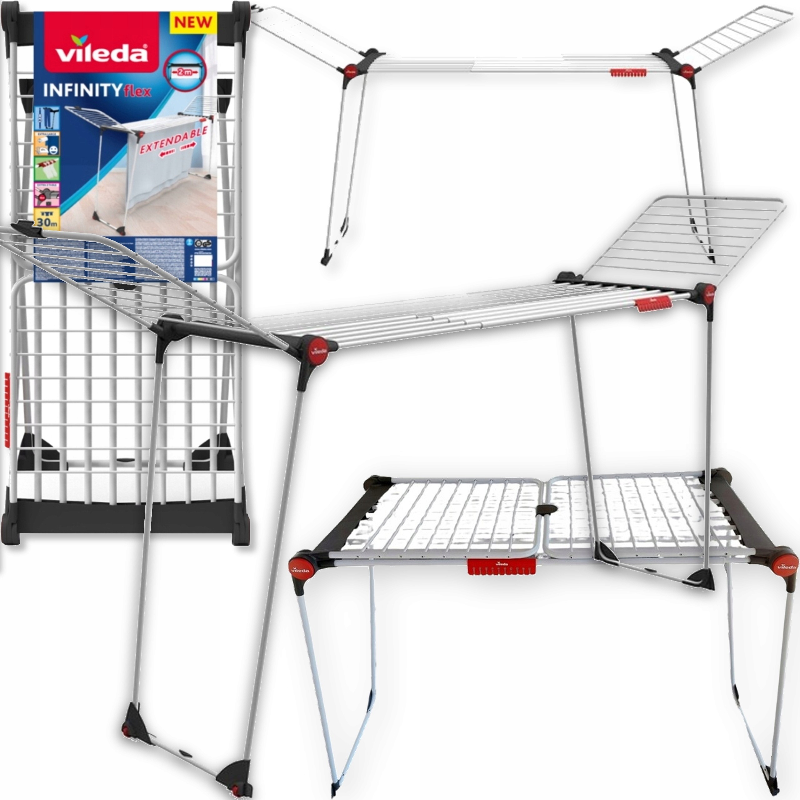 SUSZARKA NA PRANIE UBRANIA XXL VILEDA INFINITY FLEX 3m ROZSUWANA