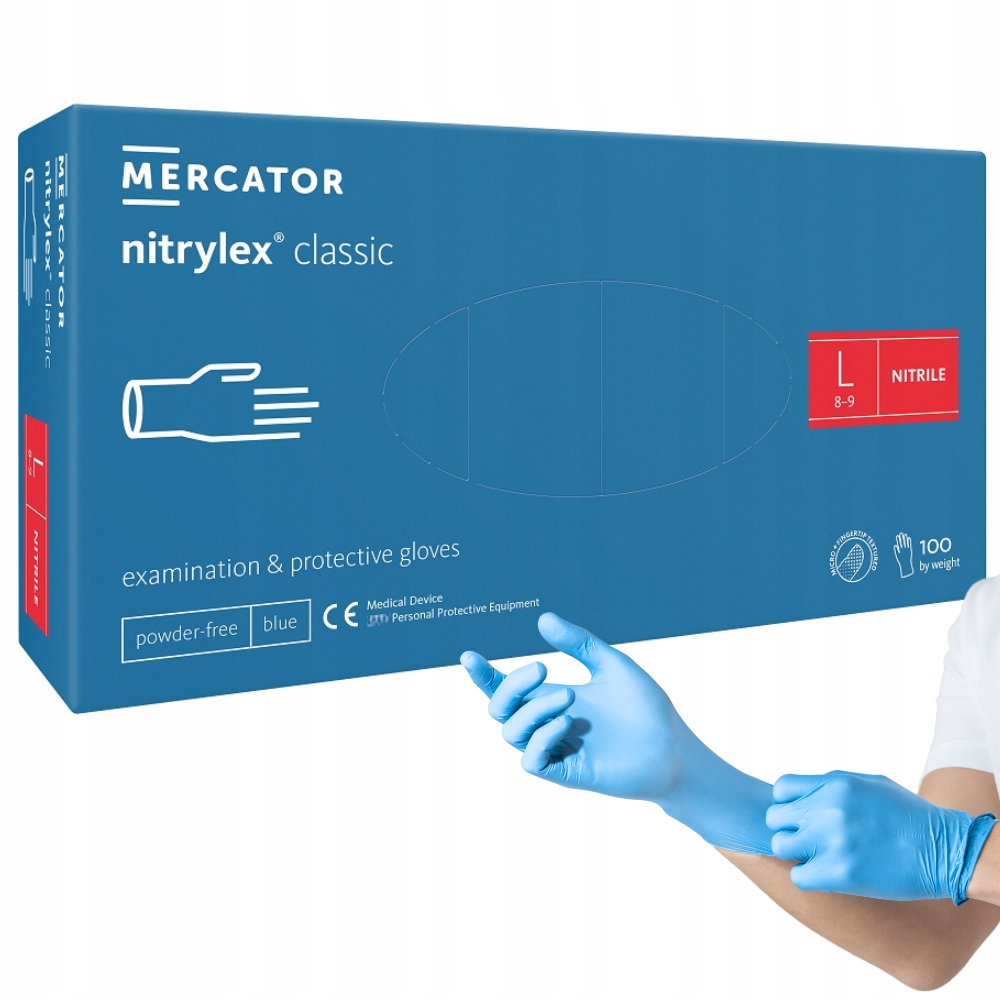 Mercator Nitrylex Classic nitrilové rukavice L, 100 ks