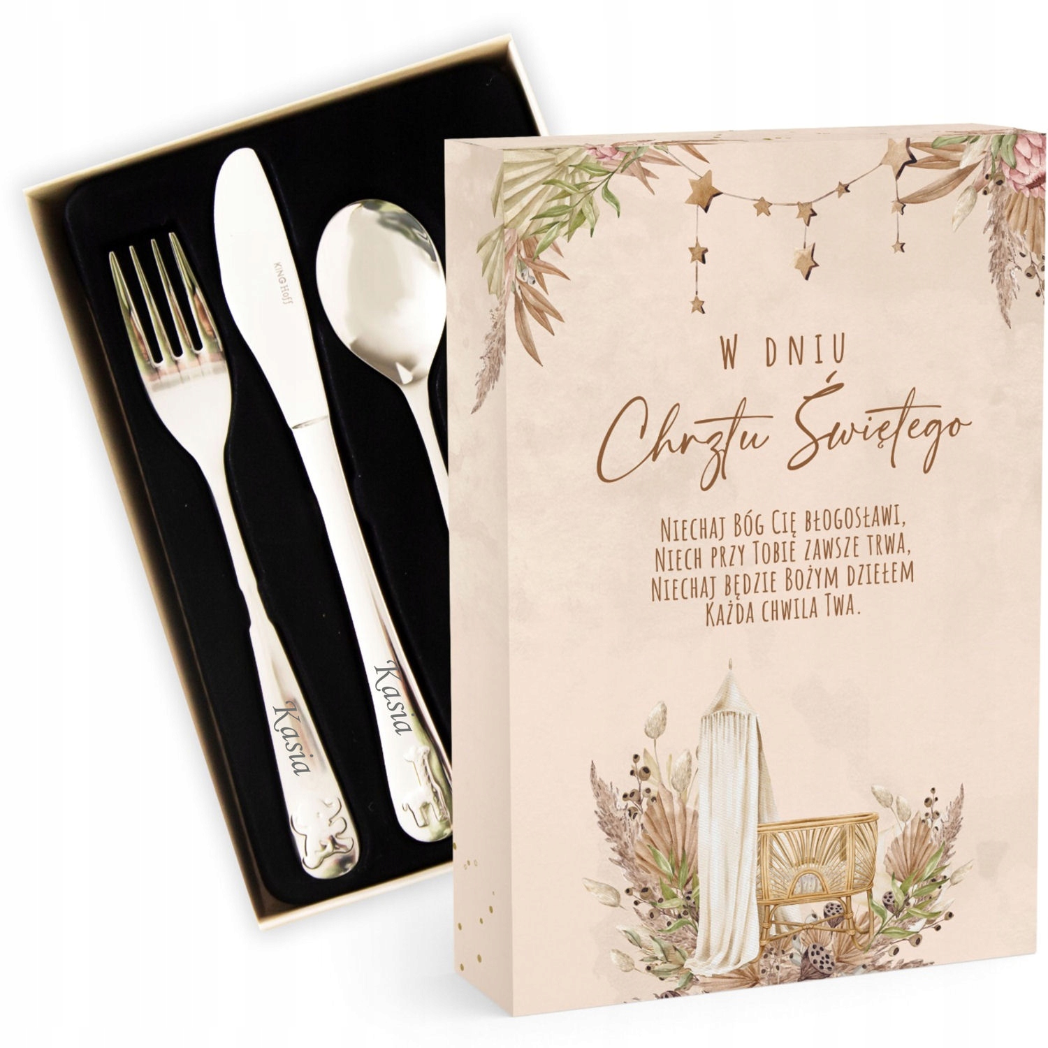 

Sztućce dzieci Chrzest Święty Grawer Boho