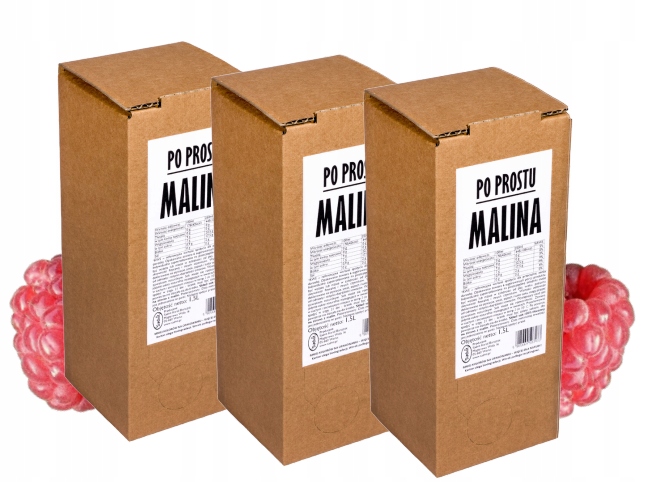 sok malina 100% tłoczony z malin malinowy Nfc 3x1,5L bez cukru