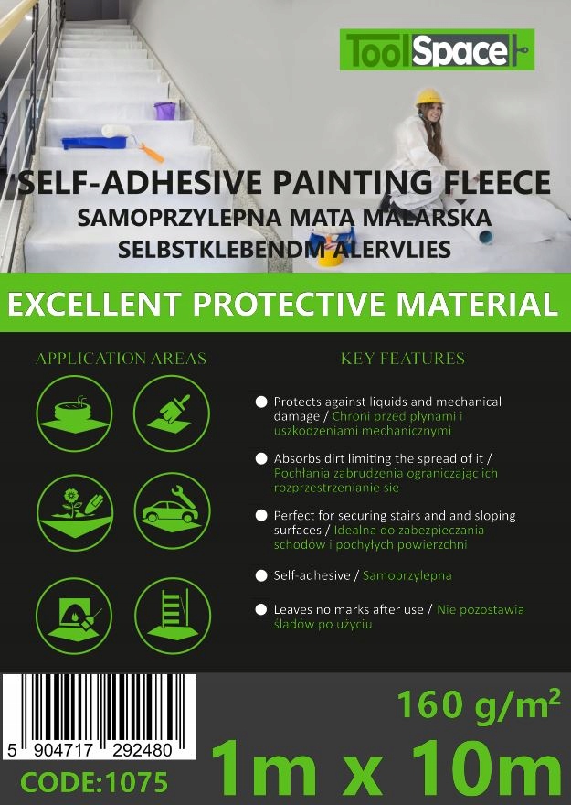 MATA MALARSKA SAMOPRZYLEPNA 1x10mb 160G/M2 JAKOŚĆ! Marka ToolSpace