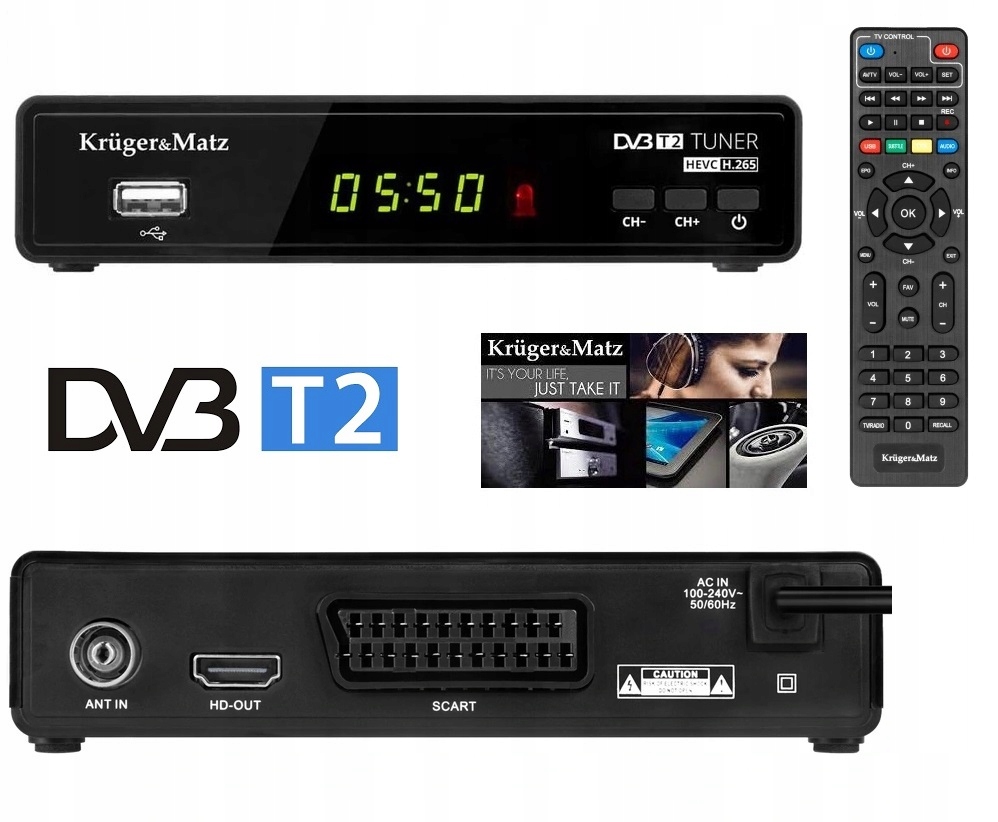 Tuner DVB-T2 H.265 HEVC Kruger&Matz dekoder do HDMI EAN (GTIN) 5901890067737