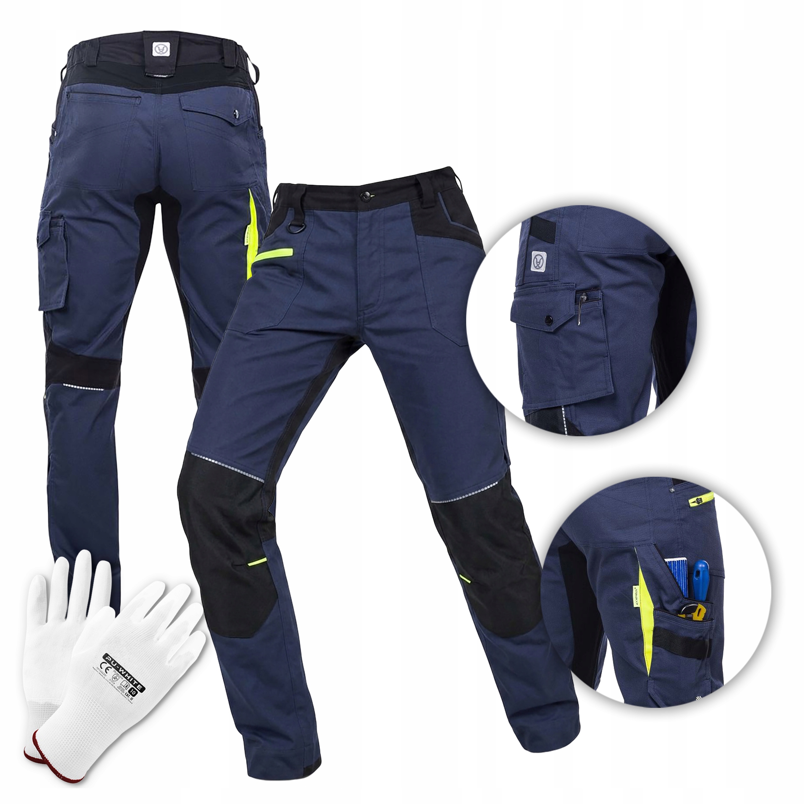 Pánské elastické pracovní kalhoty do pasu Slim, modré, Ardon 4Xstretch 48