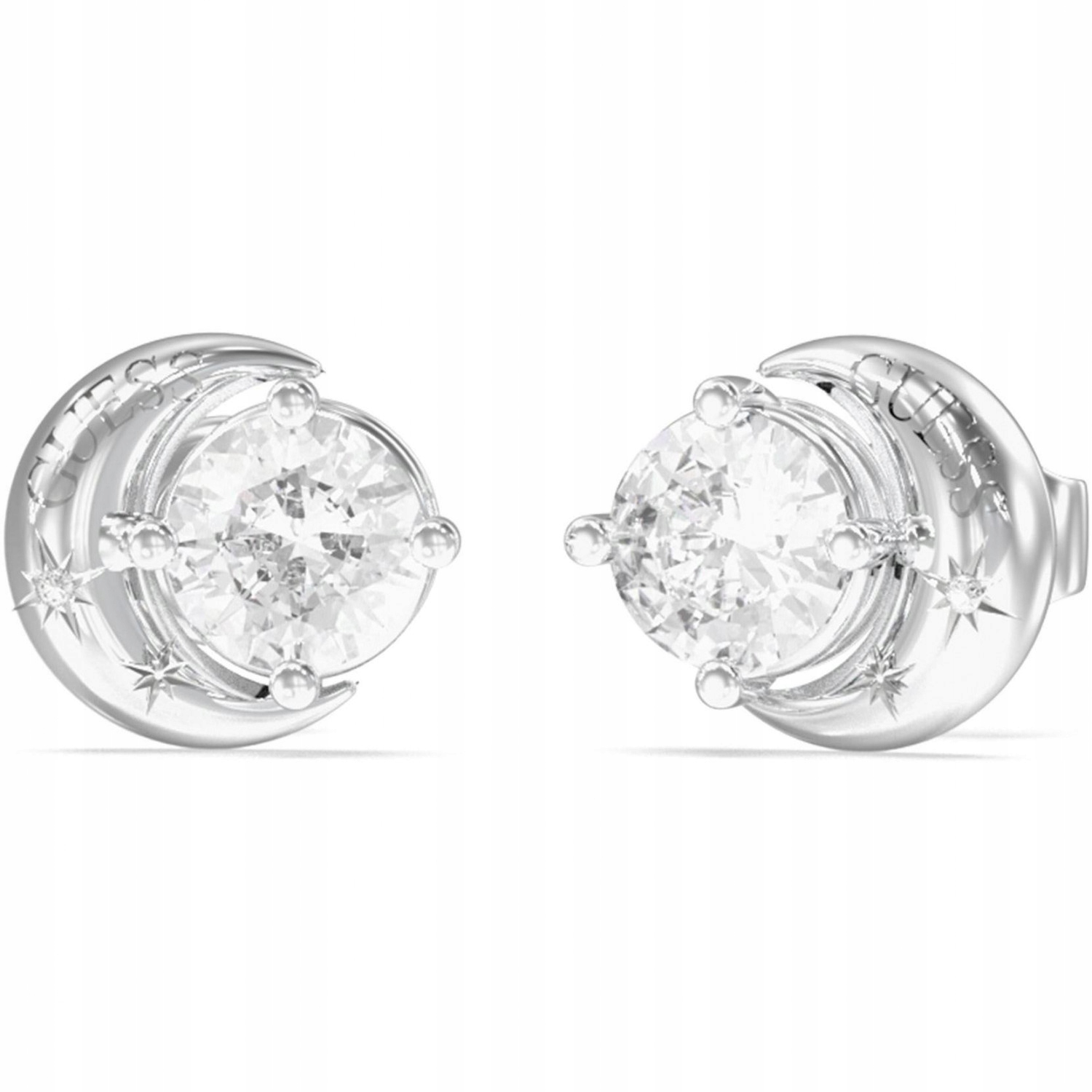 Dámské Náušnice Guess stříbrné zirkon měsíc