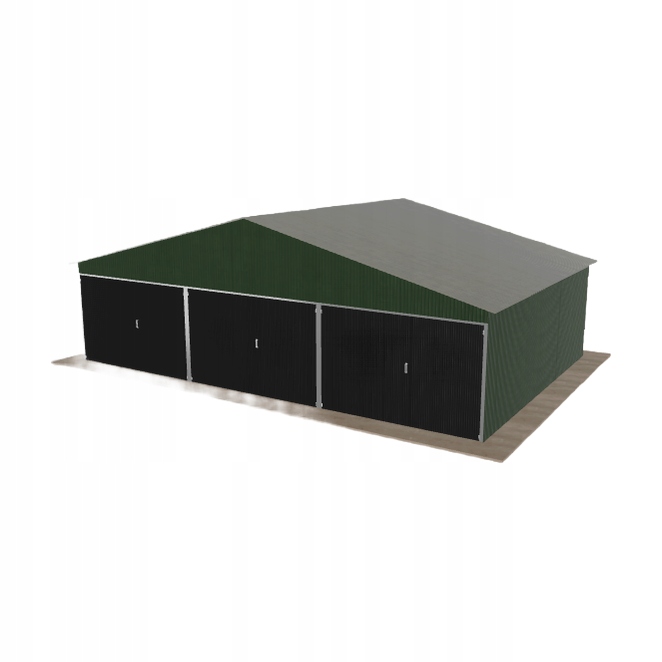 Plechová garáž 9x6 m třípolohová, dvoupolohová, zelená