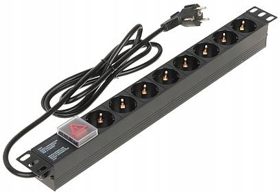 Zásuvková Lišta 8 Zásuvek Schuko L19/8 Pro Skříň Rack 19" 1U 230V