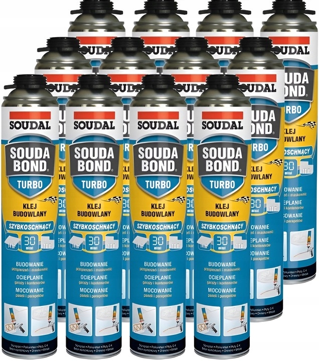 12X Zestaw Soudal Klej Soudabond Turbo Szybki Pianoklej 750ml