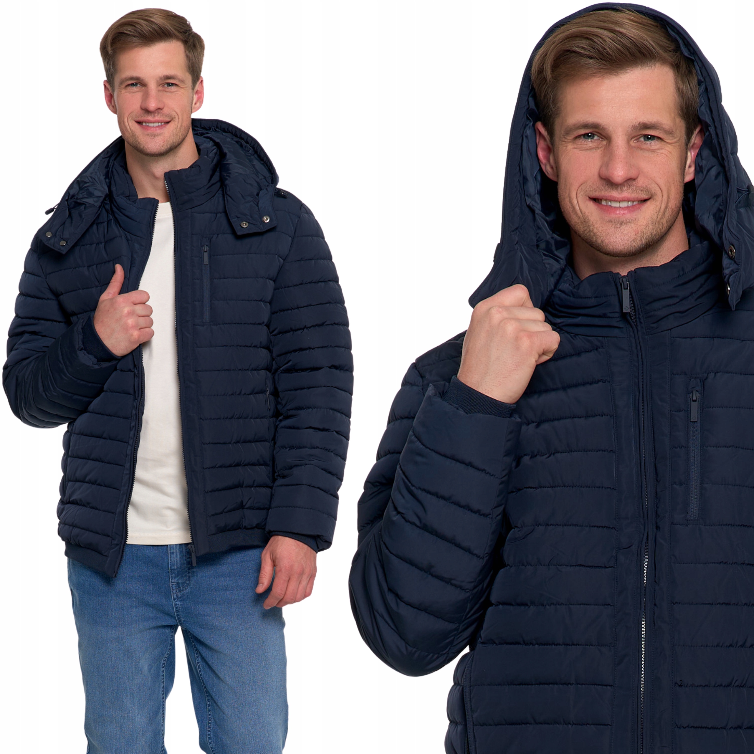 Pánská prošívaná bunda mírně zateplená s podšívkou Odnímatelná Kapuce Moraj M