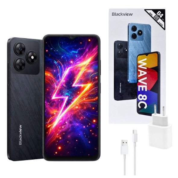 Smartphone Blackview Wave 8c 6GB 64GB DualSIM Pouzdro Sklo Nabíječka je součástí balení