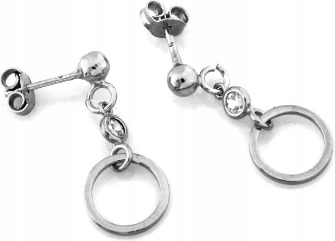 Stříbrné náušnice 925 závěsné kroužky s bílými zirkony dárek pro ženu