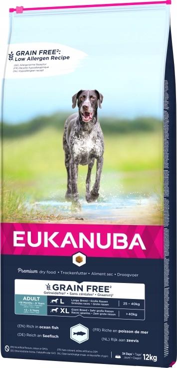 Levně Eukanuba Adult Large Grain Free Losos 12kg