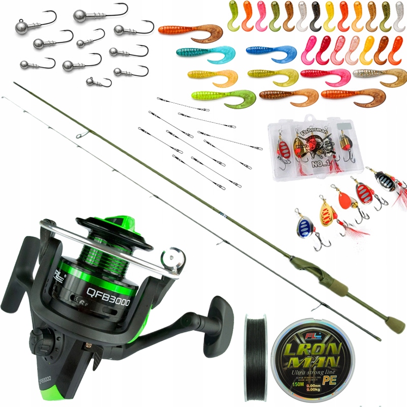 bohatý Rybářský Set spinning Rybářský 67g naviják 35 návnad Na Okouna