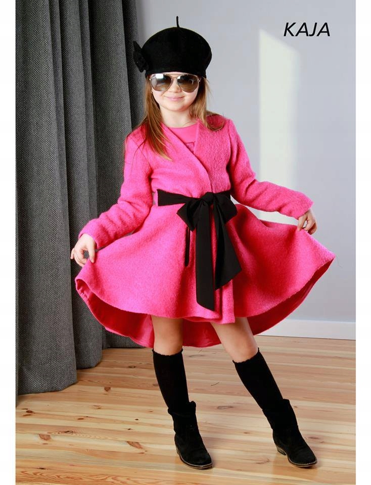 ELEGANCKI PŁASZCZYK RÓŻ KOKARDA 116 JESIEŃ/WIOSNA Marka Inna marka